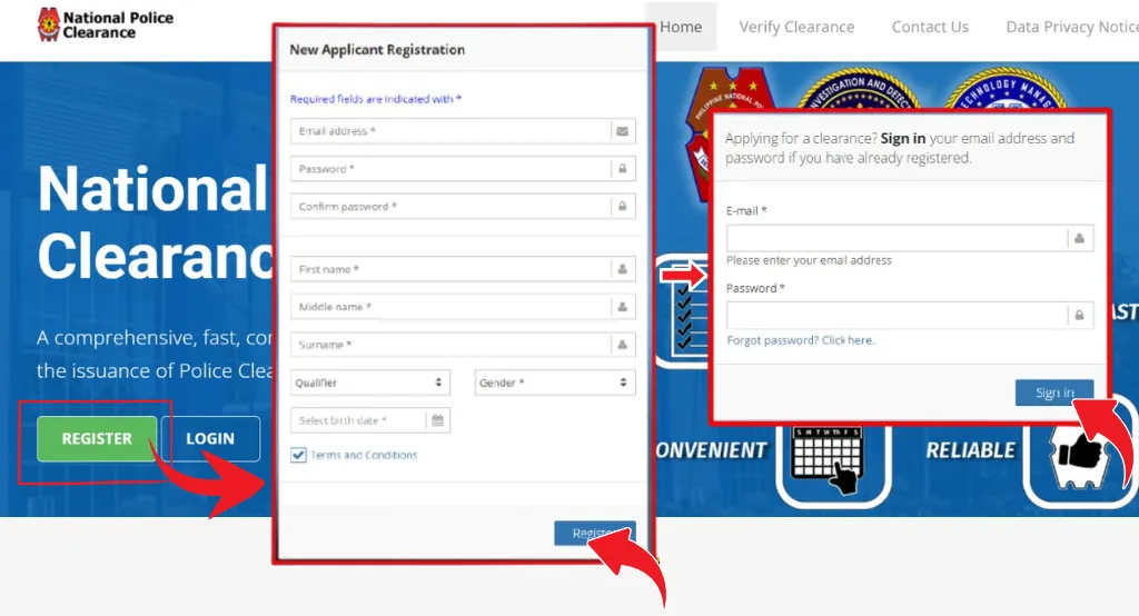 Police Clearance 3 Police clearance online registration page