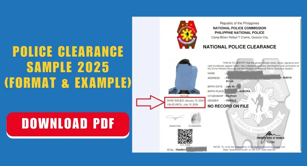 Clearance Sample 1 Police Clearance Sample 2025