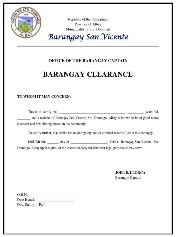 Barangay Clearance