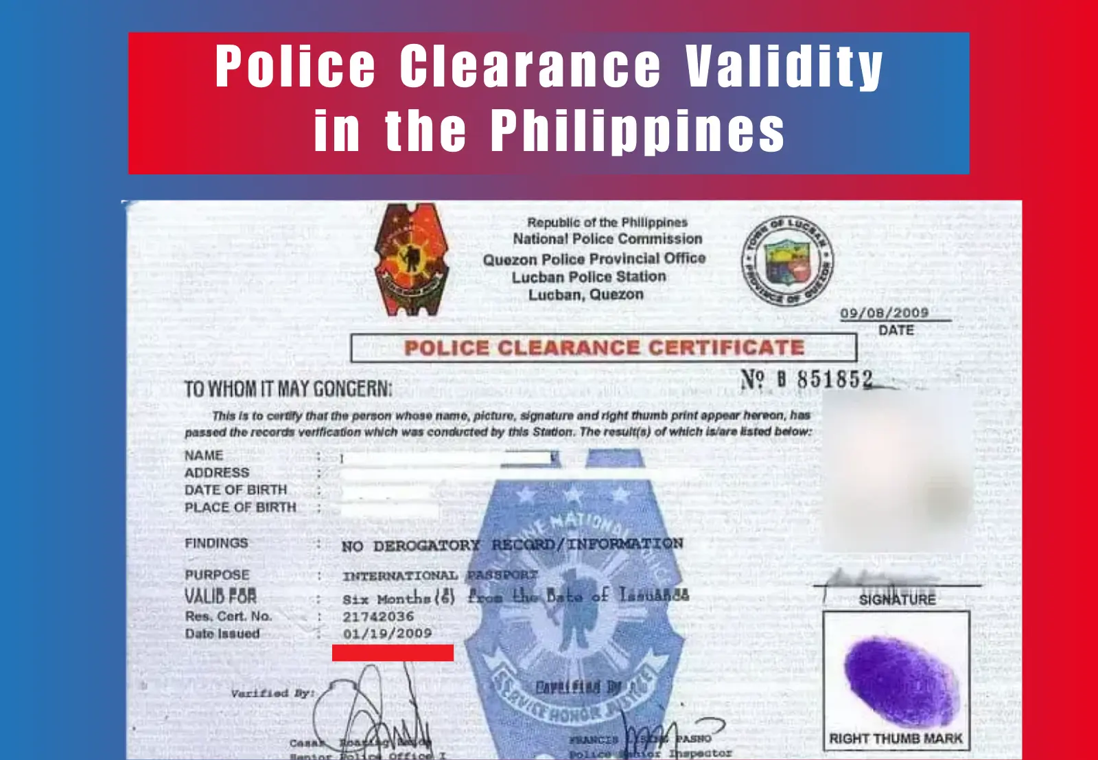 Blog 2 Police Clearance Validity