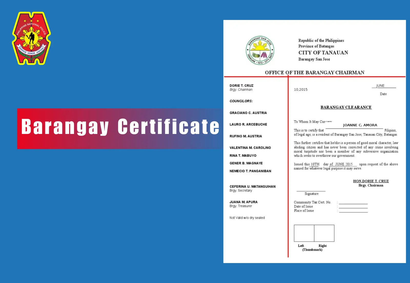 Barangay Clearance Certificate