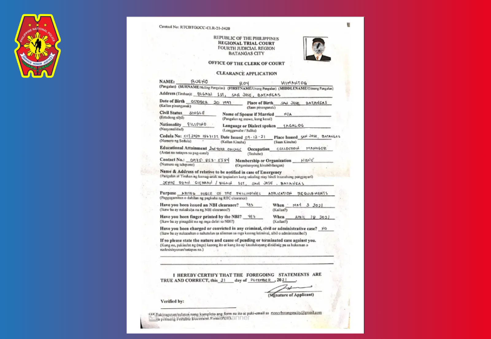 RTC Clearance Online 2025 | Requirements, Application & Validity 1 RTC Clearance Sample