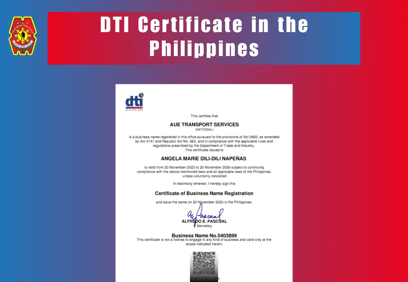 DTI Certificate