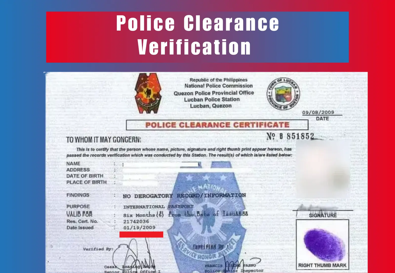 Police Clearance Verification